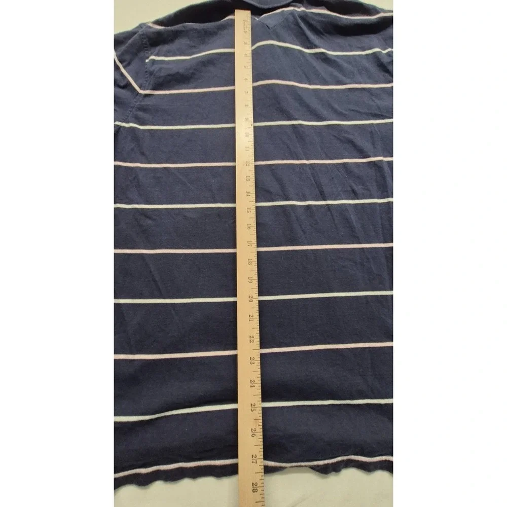Tommy Hilfiger men's navy blue‎ striped polo shirt XL 100% Cotton Custom Fit
